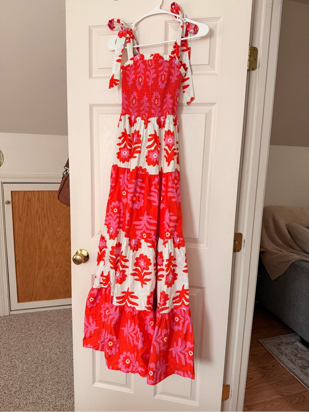Vici Pink & White Floral Tiered Maxi Dress